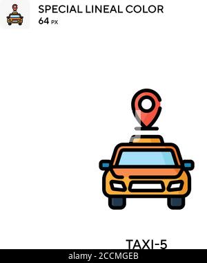 Taxi-5 Special lineal color icon. Illustration symbol design template for web mobile UI element. Perfect color modern pictogram on editable stroke. Stock Vector