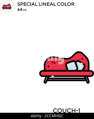 Couch-1 Special lineal color icon. Illustration symbol design template for web mobile UI element. Perfect color modern pictogram on editable stroke. Stock Vector