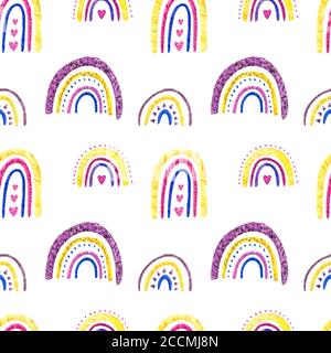 Rainbow clipart. Baby cute rainbow watercolor illustration. Isolated on white background. Cute magical rainbow, scandi nursery, fun pink pretty Stock Photo