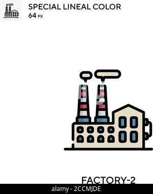 Factory-2 Special lineal color icon. Illustration symbol design template for web mobile UI element. Perfect color modern pictogram on editable stroke. Stock Vector