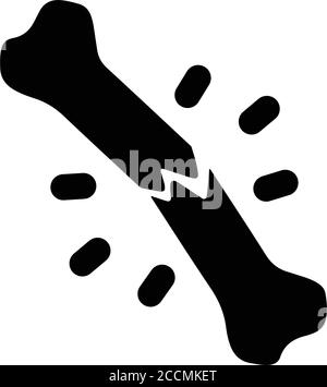 Bone, broken, fracture icon is isolated on white background. Simple vector illustration for graphic and web design or commercial purposes. Stock Vector