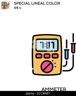 Ammeter Special lineal color icon. Illustration symbol design template for web mobile UI element. Perfect color modern pictogram on editable stroke. Stock Vector