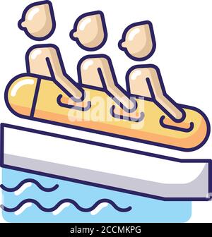 Family rafting RGB color icon Stock Vector