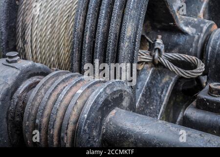 detail of a historic crane unit Stock Photo