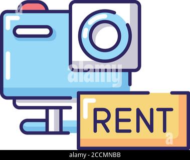 Action camera rental RGB color icon Stock Vector