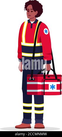 Paramedic semi flat RGB color vector illustration Stock Vector