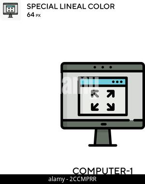Computer-1 Special lineal color icon. Illustration symbol design template for web mobile UI element. Perfect color modern pictogram on editable stroke Stock Vector
