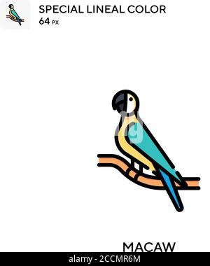 Macaw Special lineal color icon. Illustration symbol design template for web mobile UI element. Perfect color modern pictogram on editable stroke. Stock Vector