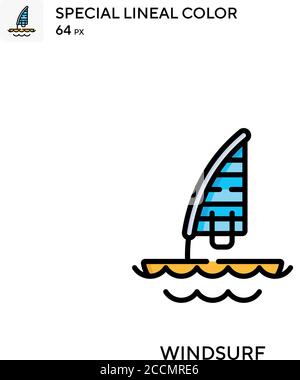 Windsurf Special lineal color icon. Illustration symbol design template for web mobile UI element. Perfect color modern pictogram on editable stroke. Stock Vector