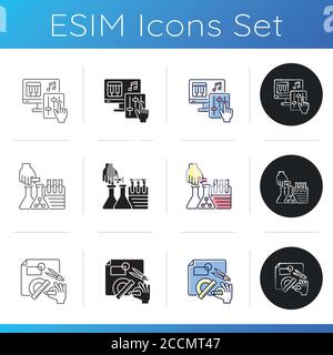 Project work icons set Stock Vector