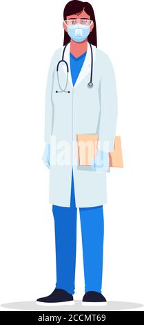 Virologist semi flat RGB color vector illustration Stock Vector