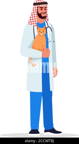 Veterinarian semi flat RGB color vector illustration Stock Vector