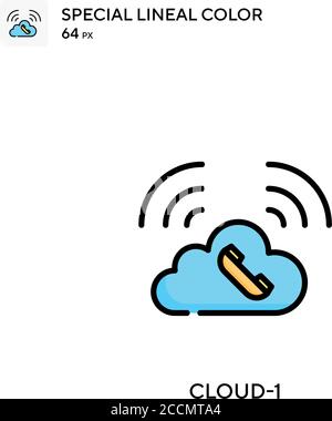 Cloud-1 Special lineal color icon. Illustration symbol design template for web mobile UI element. Perfect color modern pictogram on editable stroke. Stock Vector