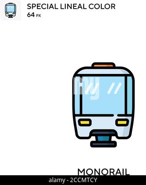 Monorail Special lineal color icon. Illustration symbol design template for web mobile UI element. Perfect color modern pictogram on editable stroke. Stock Vector