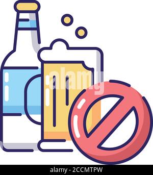 No alcohol RGB color icon Stock Vector