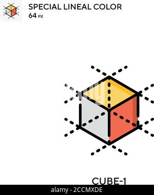 Cube-1 Special lineal color icon. Illustration symbol design template for web mobile UI element. Perfect color modern pictogram on editable stroke. Stock Vector