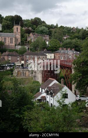 The World's first iron bridge, Ironbridge Gorge, Shropshire, UK Stock Photo