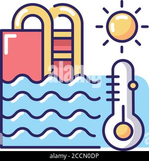Water temperature RGB color icon Stock Vector