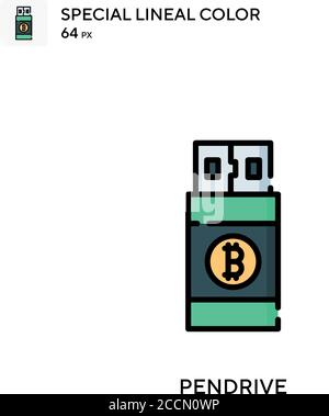 Pendrive Special lineal color icon. Illustration symbol design template for web mobile UI element. Perfect color modern pictogram on editable stroke. Stock Vector