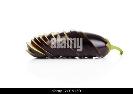 Sliced eggplant isolated on white background Stock Photo