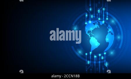 Planet earth global futuristic abstract background, vector illustration Stock Vector
