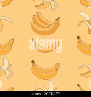 Vector bananas seamless pattern. Yellow illustration simple flat style Stock Vector