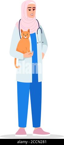 Veterinarian semi flat RGB color vector illustration Stock Vector