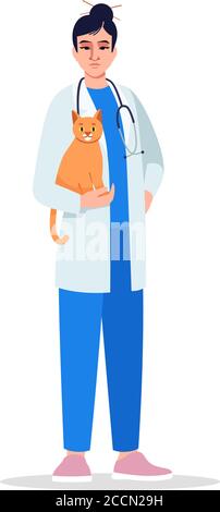 Veterinarian semi flat RGB color vector illustration Stock Vector