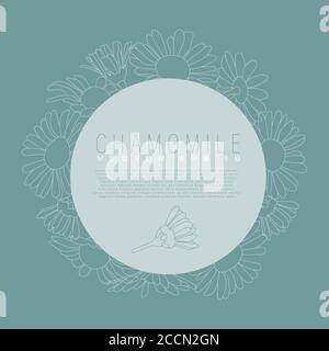 Vector camomile contour frame. Background with copy space on floral concept.  Stock Vector