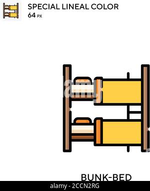 Bunk-bed Special lineal color icon. Illustration symbol design template for web mobile UI element. Perfect color modern pictogram on editable stroke. Stock Vector