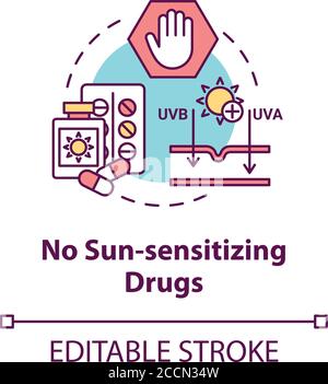 No sun sensitizing drug concept icon Stock Vector