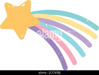 shooting star rainbow cartoon isolated icon design over white background vector illustration Stock Vector