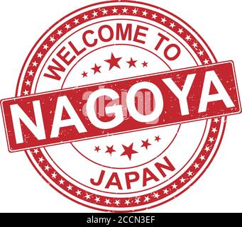 welcome to nagoya japan blue round grunge welcome to stamp Stock Vector