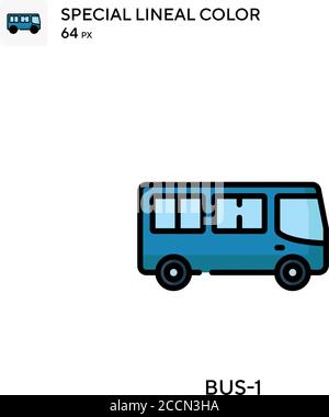 Bus-1 Special lineal color icon. Illustration symbol design template for web mobile UI element. Perfect color modern pictogram on editable stroke. Stock Vector