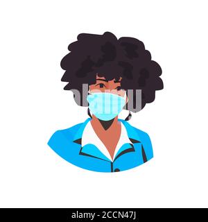 stewardess in uniform wearing face mask to prevent coronavirus pandemic covid-19 quarantine concept portrait vector illustration Stock Vector