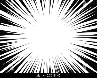 Comic book radial lines. Comics background with motion, speed lines. Vector illustration. Stock Vector
