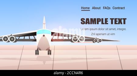 airport terminal with airplane waiting for take off horizontal copy space vector illustration