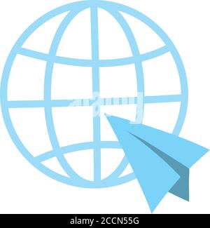 world paper plane connecton social network isolated on white background vector illustration Stock Vector
