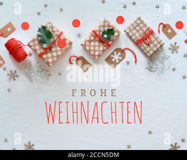 Frohe Weihnachten Means Merry Christmas In German Stock Photo Alamy