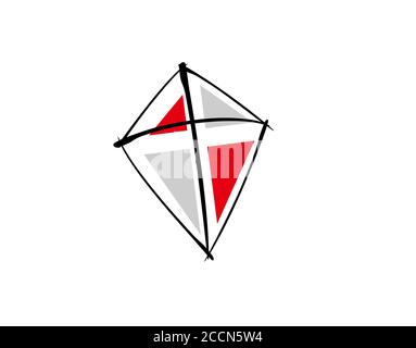 kite flat style on white background in vector illustration Stock Vector