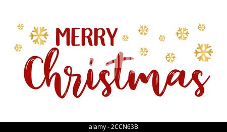 Merry Christmas quote as logo or header. Celebration Lettering for poster, card, invitation, banner, label, flyer. Stock Vector