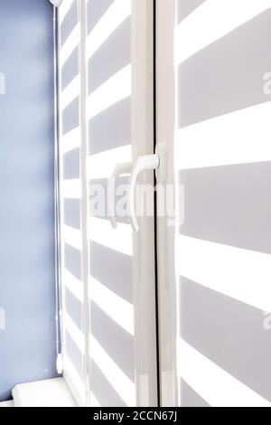 Office blinds. Modern jalousie. Office meeting room lighting range control. Stock Photo