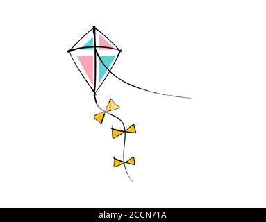 kite flat style on white background in vector illustration Stock Vector