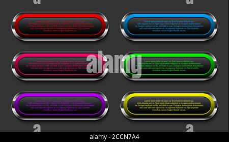 button set metallic frame Stock Vector