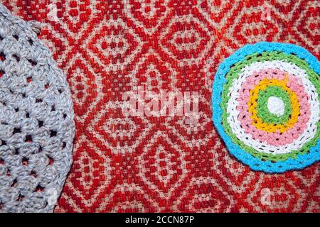 Hand embroidered rugs . Old style carpets Stock Photo