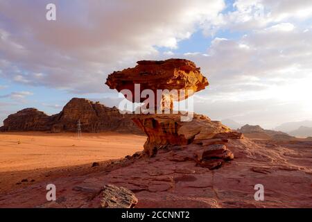 Rose Colored Rock Formation at Wadi Rum, Jordan near Petra Stock Photo