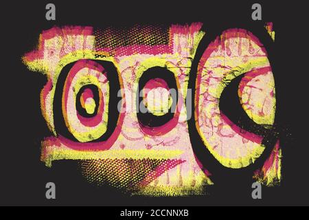 Handmade creative abstract stamp isolated on dark background Stock Photo