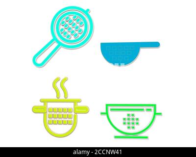 STRAINER 4 icons set, 3D illustration Stock Photo