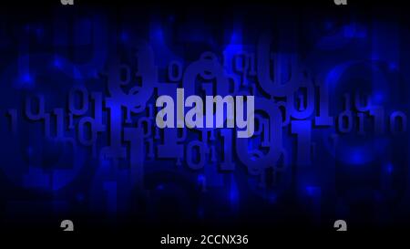 Binary matrix code on a dark blue background, shadow digital code in abstract futuristic cyberspace, artificial intelligence, vector illustration Stock Vector