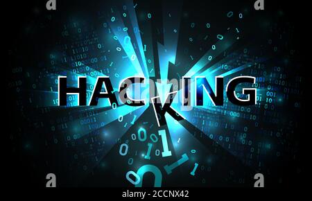 Abstract hacking system, hacker attack, broken falling binary code, matrix background with digits, big data, firewall, hacking background, vector iilu Stock Vector